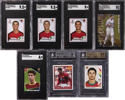2004-2018 Cristiano Ronaldo SGC/BGS-Graded Card Collection (7 Different) Featuring GEM MT 9.5 Example!